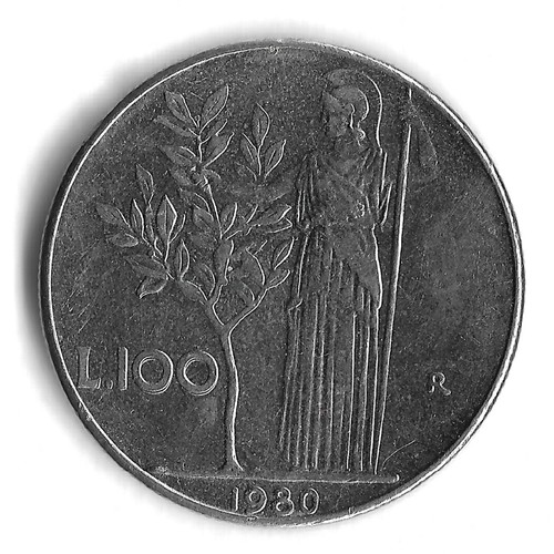 1980 italy 100 - 1980, coin